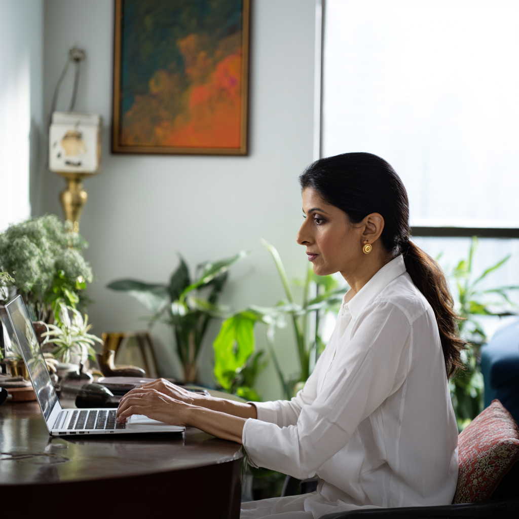 A healthcare advisor working at a clean desk